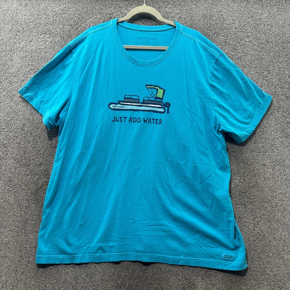 Life is Good Crusher T-Shirt Mens XXXL Blue Pontoon Boat Nautical Summer Dad